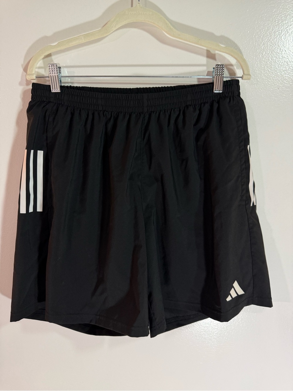 adidas Black Athletic Shorts with White Stripe Accents